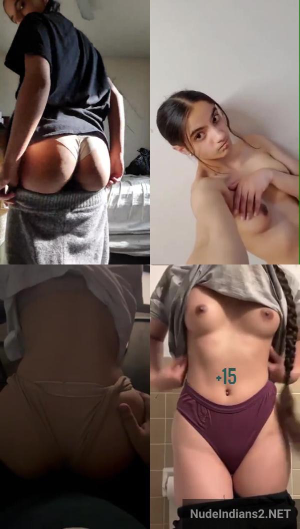 desi slim college sexy punjabi nude girl self shot pics in bra panty showing tight ass and small boobs - 22